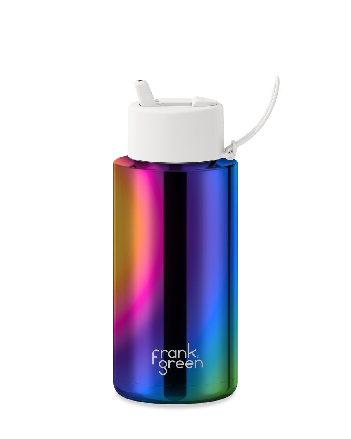 34oz Chrome Bottle with Flip Straw Lid
