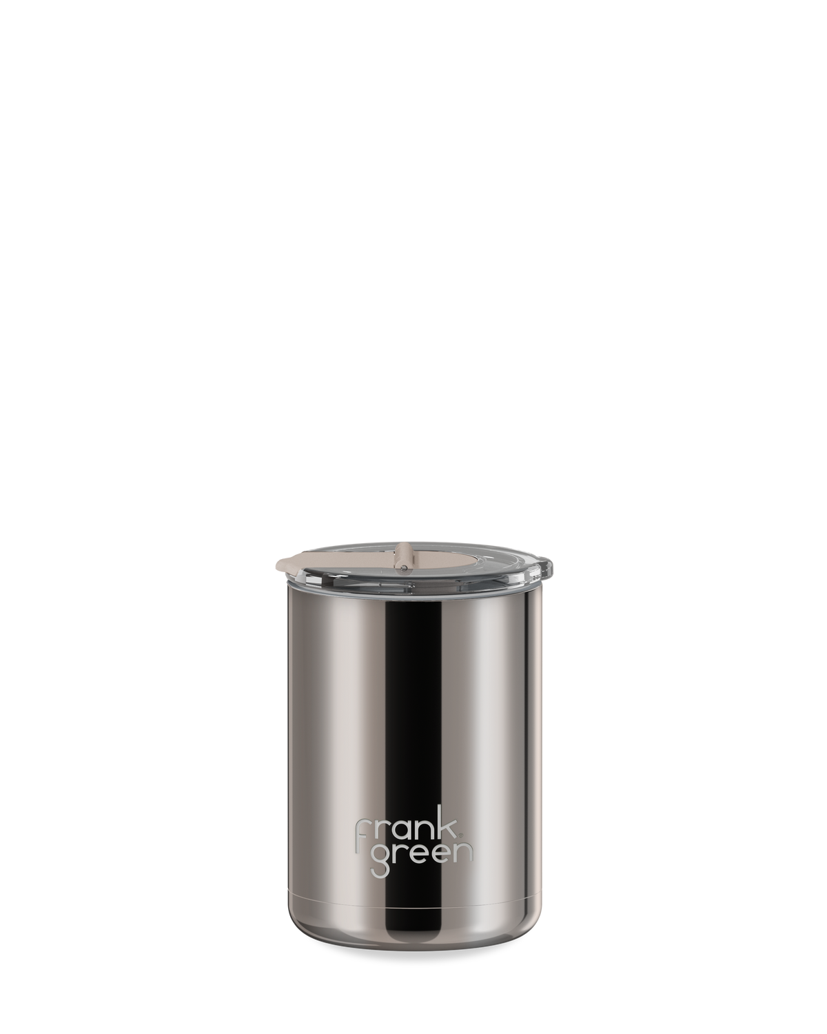 12oz Chrome Cup with Screw-in Hinge Lid