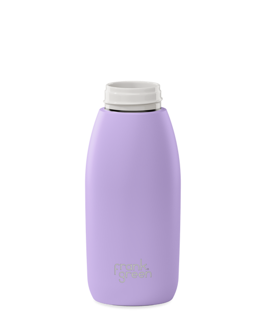 A lavender purple 34oz frank green Edition II water bottle base with a white threaded neck and the 'frank green' logo near the bottom, shown without a lid on a plain white background.