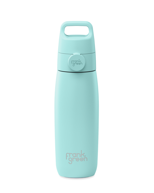 Peppermint | 20oz frank green reusable water bottle with a grip handle lid